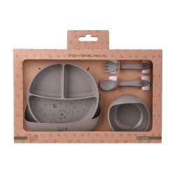 Silicone feeding set 4 parts Dino Grey-Green - 97108