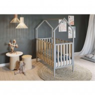 Lise κούνια 120x60 με σκεπή γκρι